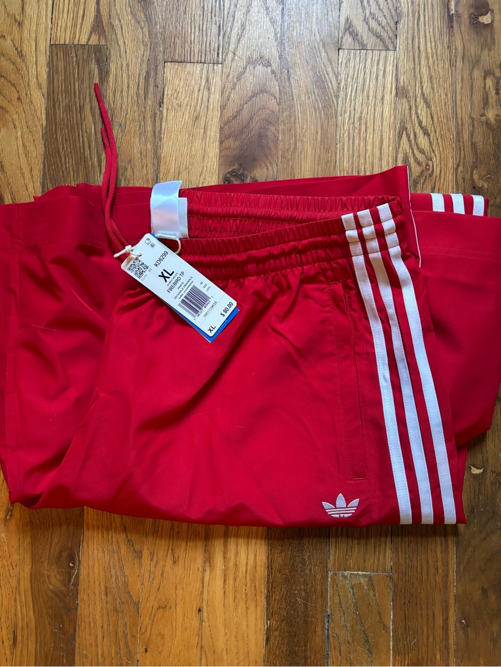 Adidas Firebird Red Wide-Leg Track Pants - Picture 2 of 2